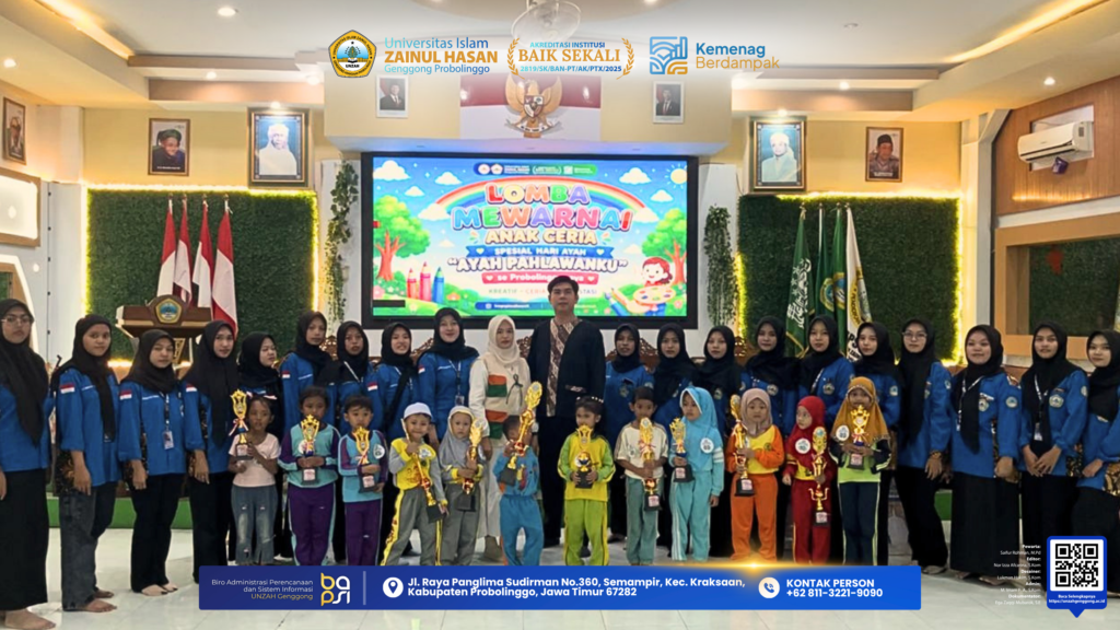 Peserta Lomba Mewarnai Anak Ceria Spesial Hari Ayah “Ayah Pahlawanku” saat mengikuti perlombaan di UNZAH Genggong Probolinggo.
