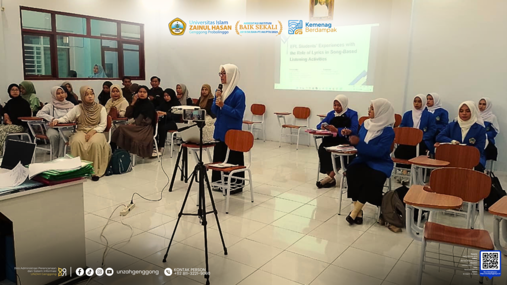 Ujian Terbuka Perdana Program Studi Tadris Bahasa Inggris UNZAH Genggong diikuti lima mahasiswi dengan sistem presentasi dan diskusi akademik terbuka.