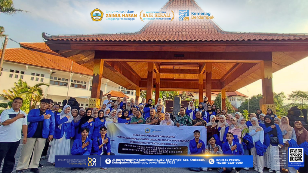 Mahasiswa UNZAH Genggong saat kunjungan akademik ke Museum Mpu Tantular Sidoarjo dalam implementasi mata kuliah Antropolinguistik.