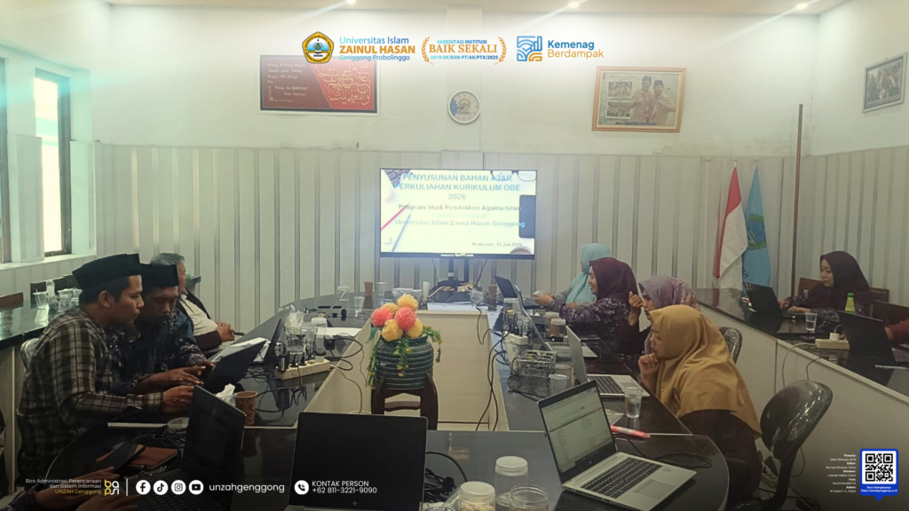 UNZAH Genggong menggelar Pelatihan Penyusunan RPS dan Bahan Ajar Kurikulum OBE 2026 bagi dosen Prodi PAI Fakultas Tarbiyah.