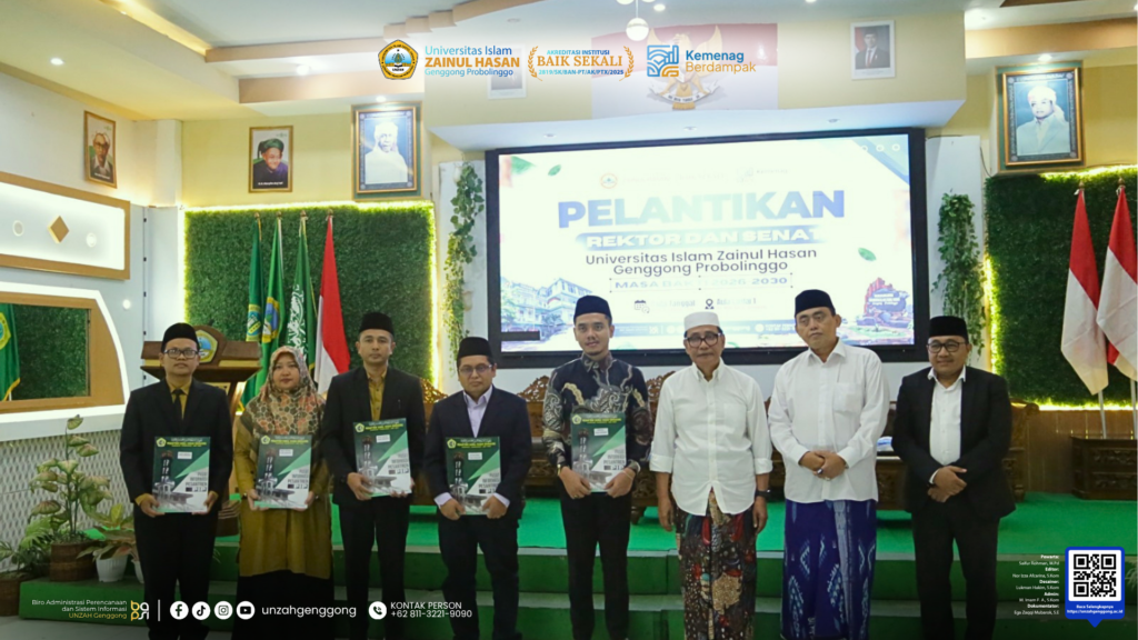Pelantikan rektor, jajaran rektorat, dan senat UNZAH Genggong masa bakti 2026–2030.