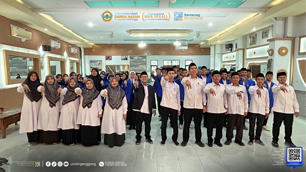 Pengurus Ormawa UNZAH Genggong periode 2026–2027 mengikuti pelantikan di Aula KH. Moh. Hasan.